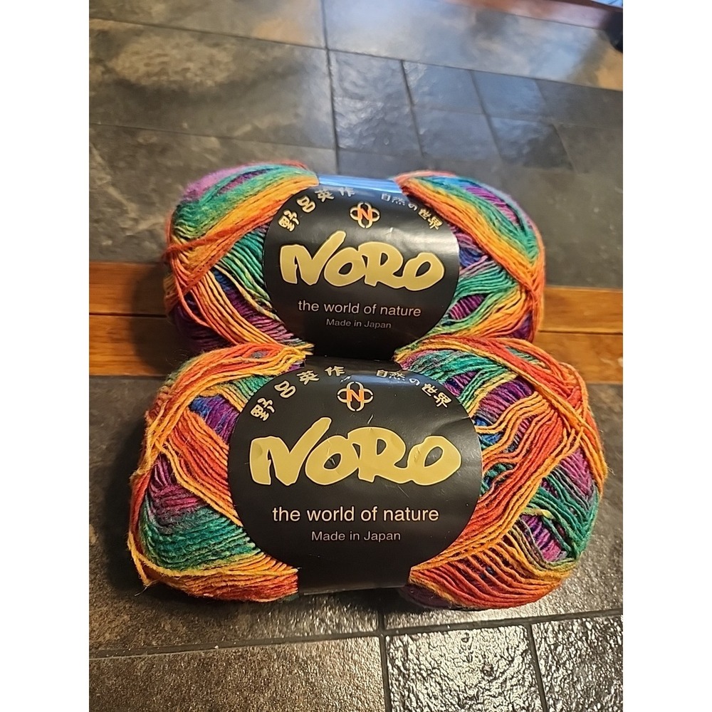 Noro Yarn Lot Of 2 Skeins Silk Garden Kereyon Sock Yarn Wool Nylon Rainbow Japan